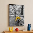 Canvas Parque PB e Amarelo 40x30cm Mold Branca Canvas Parque PB e Amarelo 40x30cm Mold Branca