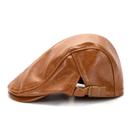 Cap Flat Gatsby Newsboy Brown Faux Leather para homens