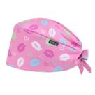 Cap Scrub Cap Tovelle Pink Heart Pattern com botões para mulheres Cap Scrub Cap Tovelle Pink Heart Pattern com botões para mulheres