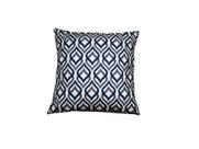 Capa Almofada 40 x 40 Tecido Suede Estampa Geométrica Cor Azul e Cinza - Nallu Decor