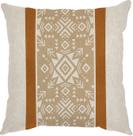 Capa Almofada 50x50 Linho e Aplique material sintético Ecológico Ikat Bege B Capa Almofada 50x50 Linho e Aplique material sintético Ecológico Ikat Bege B
