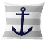 Capa Almofada Âncora Azul Navegação Marítima 50X50cm