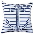 Capa Almofada Azul e Branca Estampada Âncora Navio 45x45 cm Capa Almofada Azul e Branca Estampada Âncora Navio 45x45 cm