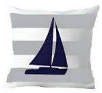 Capa Almofada Barco À Vela Azul Marítima Decorativo 50X50cm
