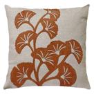 Capa Almofada Bouclé Linho Trio Folhas Terracota Cru 50x50