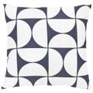 Capa Almofada Cinza/Branca Geometria Folhagem De Sarja 45x45