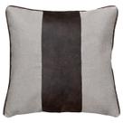 Capa Almofada Couro Marrom E Linho Bege Decorativa 53x53