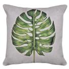 Capa Almofada De Linho Cru Estampada Tropical Folhas 43x43 Capa Almofada De Linho Cru Estampada Tropical Folhas 43x43