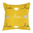 Capa Almofada Decorativa Love Coração Amarela Sarja 45x45cmcm