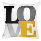 Capa Almofada Decorativa Palavra Love Branca e Amarelo 45cm Capa Almofada Decorativa Palavra Love Branca e Amarelo 45cm