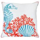 Capa Almofada Estampada Marítima Cavalo Coral Concha 45x45