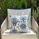 Capa Almofada Impermeável Floral 45x45 Azul