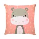 Capa Almofada Infantil Hipopótamo Rosa 45x45 cm