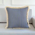Capa Almofada Jacquard Lista com Franjas 45x45 Azul