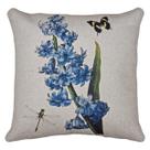 Capa Almofada Linho Bege Estampa Planta Flor Jacinto 43x43