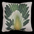 Capa Almofada Linho Bege Estampa Planta Ravenala 43x43cm Capa Almofada Linho Bege Estampa Planta Ravenala 43x43cm