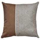 Capa Almofada Linho Bege Faixa Decorativa Estilo Couro 45x45