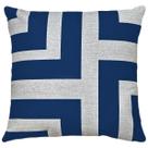 Capa Almofada Linho Bege Geometria Moderna Azul Escuro 45x45