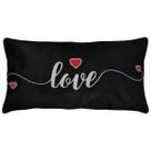 Capa Almofada Linho Bege/Preta Love Baguete Retangular 30x50 Capa Almofada Linho Bege/Preta Love Baguete Retangular 30x50