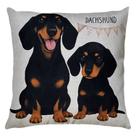 Capa Almofada Linho Cachorro Salsicha Preto Dachshund 43x43 Capa Almofada Linho Cachorro Salsicha Preto Dachshund 43x43