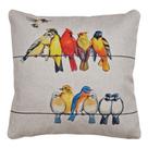 Capa Almofada Linho Estampada Aves Passarinhos Pássaro 43x43