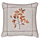 Capa Almofada Linho Floral Folhas Terracota Drapeada 45x45