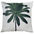 Capa Almofada Linho Luxo Bege Coqueiro Árvore Floresta 45x45