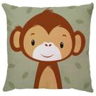 Capa Almofada Macaco Animal Floresta Verde Infantil Sarja