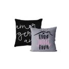 Capa Almofada Preta Cinza Amor Home 40cm Facil Lavar 2un