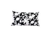 Capa Almofada Retangular 30x50 Tecido Algodão Estampa Floral Cor Preta e Branca Nallu Decor