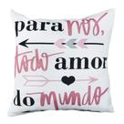 Capa Almofada Sarja Frases Delicada Rosa Sofá Cama 45x45