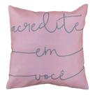 Capa Almofada Sarja Sala Quarto Frases Rosa 45x45
