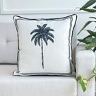 Capa Almofada Tropical Coqueiro P&B c/ Listra em Linhão 45x45 Capa Almofada Tropical Coqueiro P&B c/ Listra em Linhão 45x45