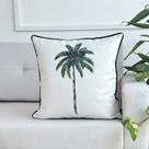 Capa Almofada Tropical Coqueiro Verde em Linhão Branco 45x45 Capa Almofada Tropical Coqueiro Verde em Linhão Branco 45x45