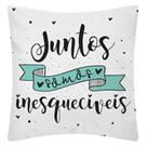 Capa Almofada Turquesa Estampada com Frase em Sarja 45x45