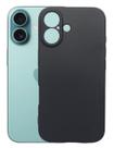 Capa Anti Impacto Aveludada Preta Para Iphone 16 Plus