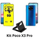 Capa Anti Impacto + Película Fosca + Suporte de Mesa para Xiaomi Poco X3 Pro