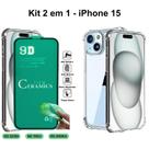 Capa Anti Impactos Transparente + Película de Cerâmica Flexível para Iphone 15