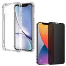 Capa Anti Quedas iPhone 12 Pro Max + Película Vidro 3D Privacidade Anti Espião Capa Anti Quedas iPhone 12 Pro Max + Película Vidro 3D Privacidade Anti Espião