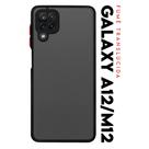 Capa Anti Shock Space Acrílico Translucida Fumê Botões Vermelho para Galaxy A12 M12 A125 Tela 6.5