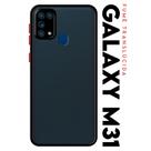 Capa Anti Shock Space Acrílico Translucida Fumê Botões Vermelho para Galaxy M31 M315 Tela 6.4