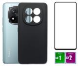 Capa Aveludad Preta Para Redmi Note 14 Pro Plus+ Película 3D