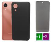 Capa Aveludada Preta Para Galaxy A03 Core + Pel. Privacidade