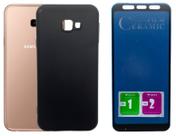 Capa Aveludada Preta Para Galaxy J4 Plus + Pel. Privacidade