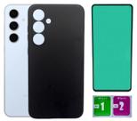 Capa Aveludada Preta Para Galaxy S24 Fe + Película Ceramica
