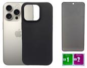 Capa Aveludada Preta Para Iphone 16 Pro Max + Pe Privacidade