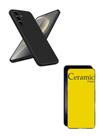 Capa Aveludada Preto + Película Cerâmica Fosca para Samsung Galaxy S25 FE 5G