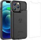 Capa Bateria Alpatronix para iPhone 13 Pro Max/12 Pro Max (6,7 polegadas), Carregador Portátil Fino e Resistente, Capa Protetora com Carregamento Sem Fio Estendido, CarPlay, Chip Conector Certificado Preto