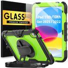 Capa BLOSOMEET para iPad A16 11ª/10ª Geração 11''/10,9'' 2025/2022 com Protetor de Tela de Vidro Temperado e Suporte para Lápis, Capa Resistente Grau Militar com Suporte e Alça de Mão e Ombro, Verde