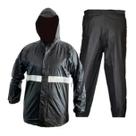 Capa Calça Preta Chuva Moto Impermeavel Pvc C/ Capuz